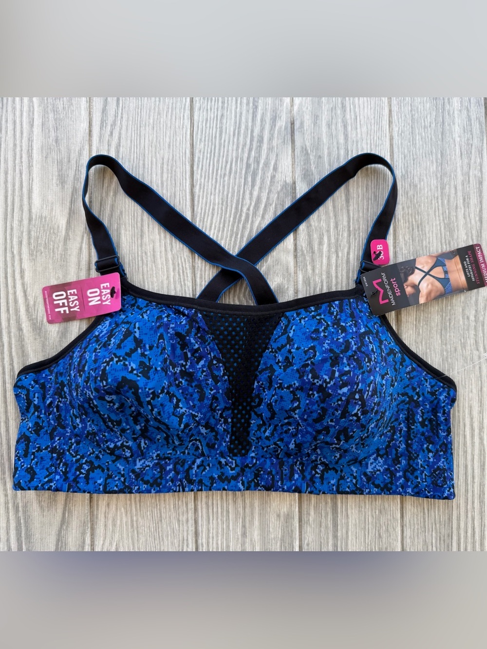 Maidenform Blue Camo Wireless Crossback Sports Bra